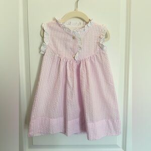 Pink Smockingbird Seersucker Ruffle Dress — 18m